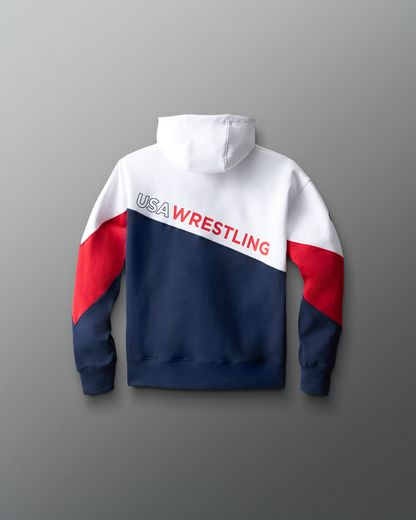 RUDIS USA Wrestling Colorblock Youth Hoodie - Navy/White/Red