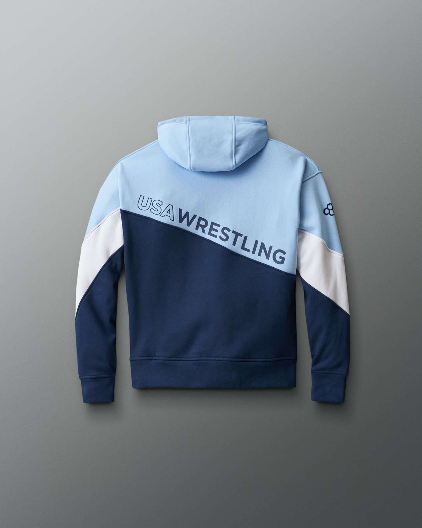 RUDIS USA Wrestling Fleece Colorblock Youth Hoodie - Navy/Light Blue/White