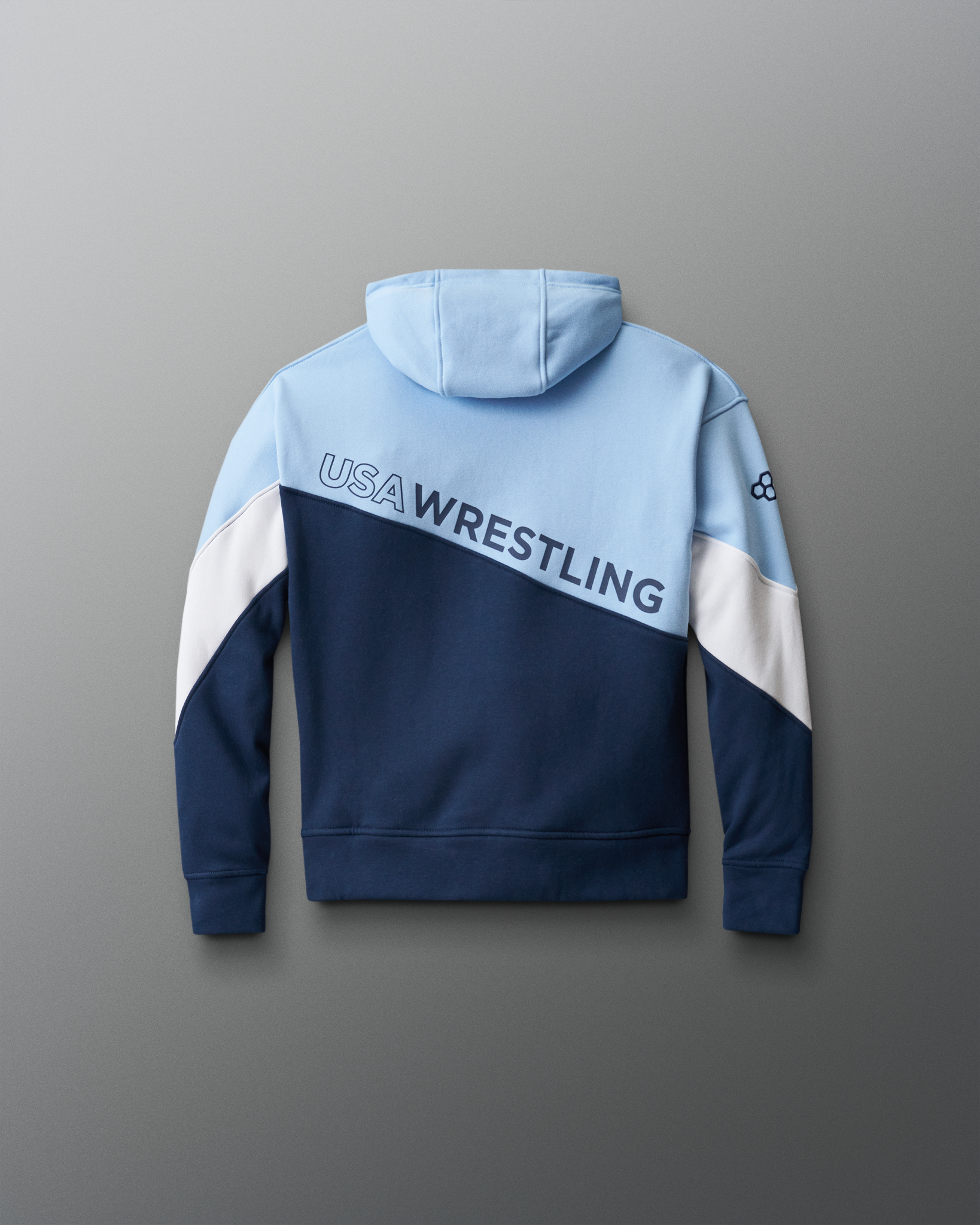 RUDIS USA Wrestling Fleece Colorblock Youth Hoodie - Navy/Light Blue/White
