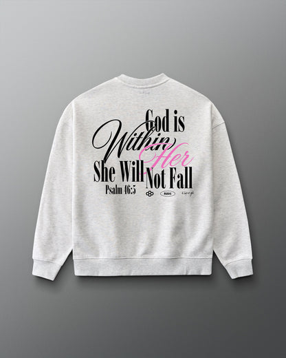 RUDIS God is Within Her Relaxed Comfort Fleece Crewneck