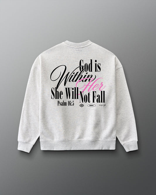 RUDIS God is Within Her Relaxed Comfort Fleece Crewneck