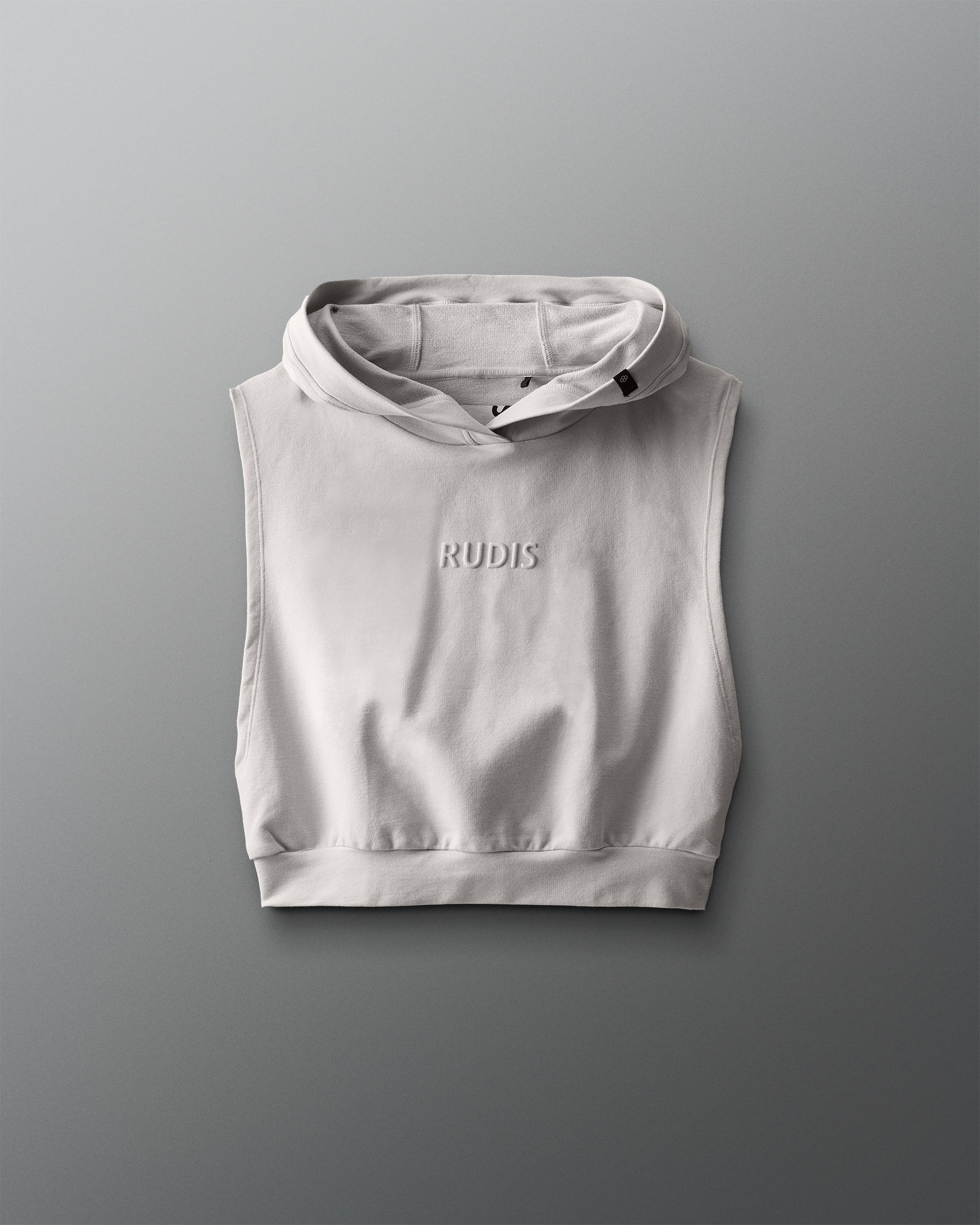 RUDIS RUDIS Embossed Wordmark Women's Sleeveless Crop Hoodie - Conquer Every Challenge