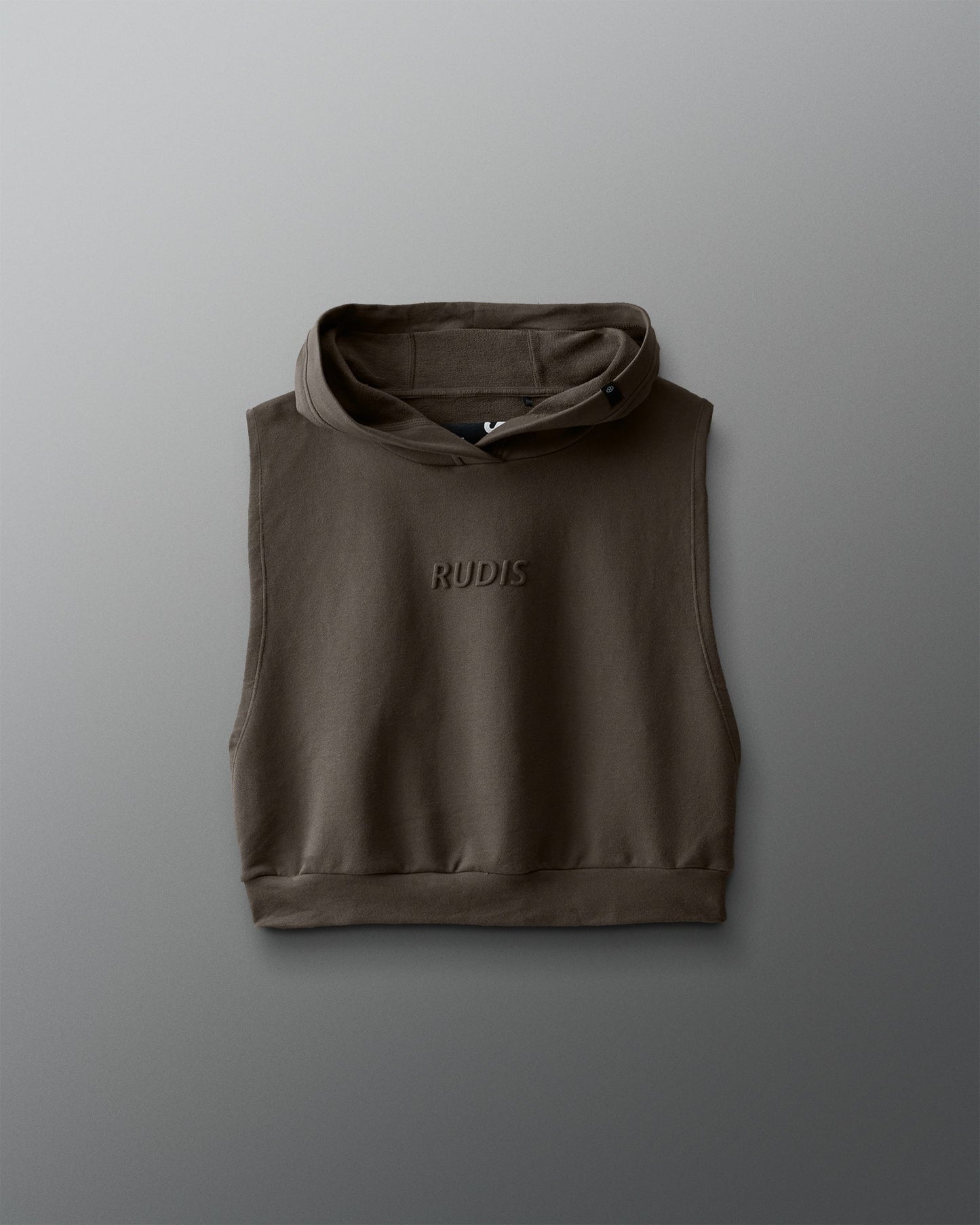 RUDIS RUDIS Embossed Wordmark Women's Sleeveless Crop Hoodie - Conquer Every Challenge