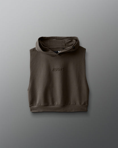 RUDIS RUDIS Embossed Wordmark Women's Sleeveless Crop Hoodie - Conquer Every Challenge
