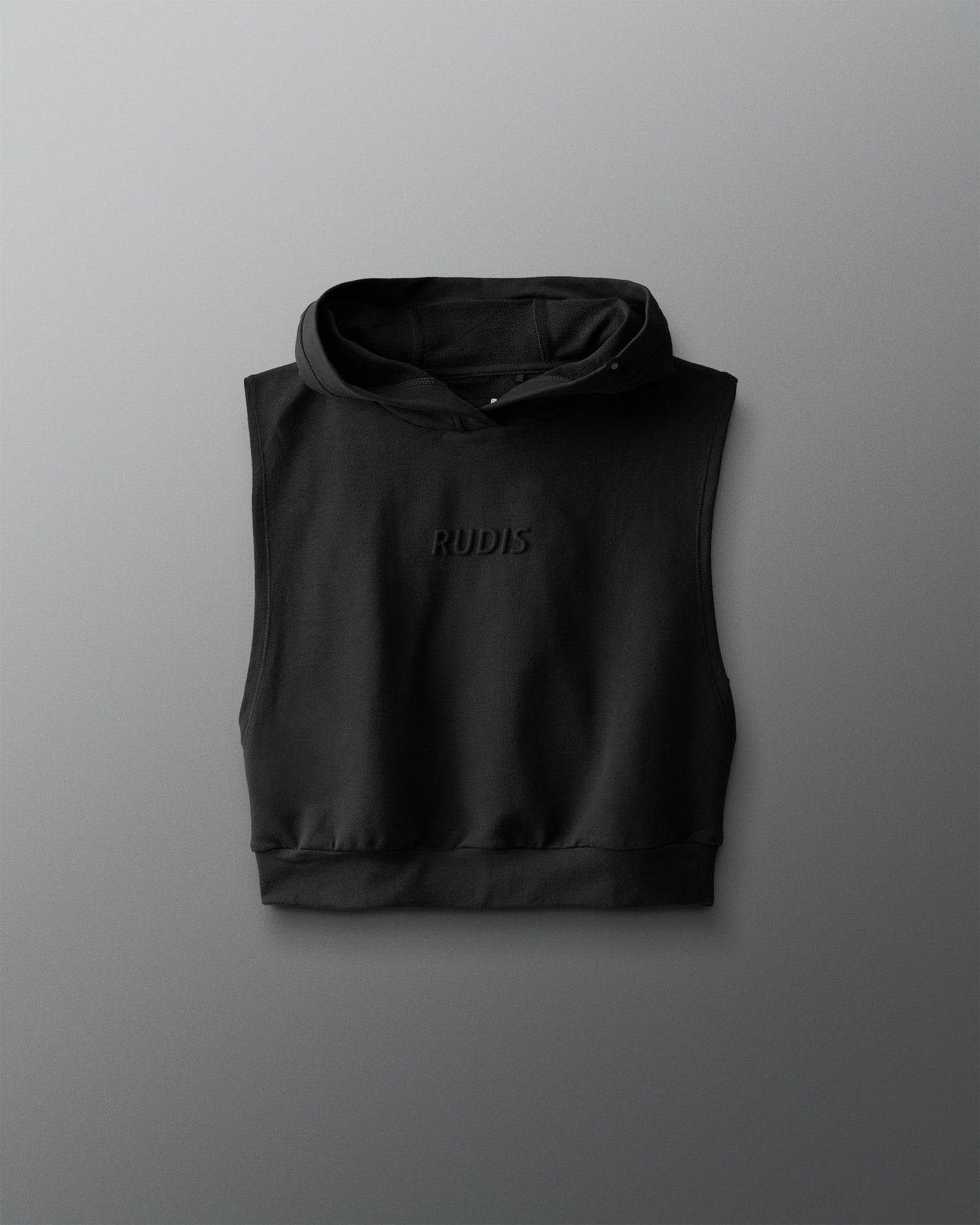RUDIS RUDIS Embossed Wordmark Women's Sleeveless Crop Hoodie - Conquer Every Challenge