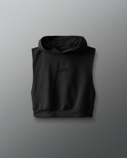 RUDIS RUDIS Embossed Wordmark Women's Sleeveless Crop Hoodie - Conquer Every Challenge