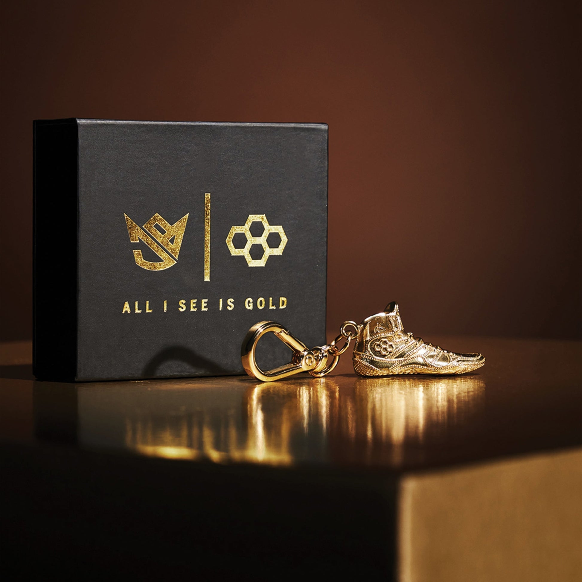RUDIS JB Gold Shoe Keychain - Celebrate Your Wrestling Spirit