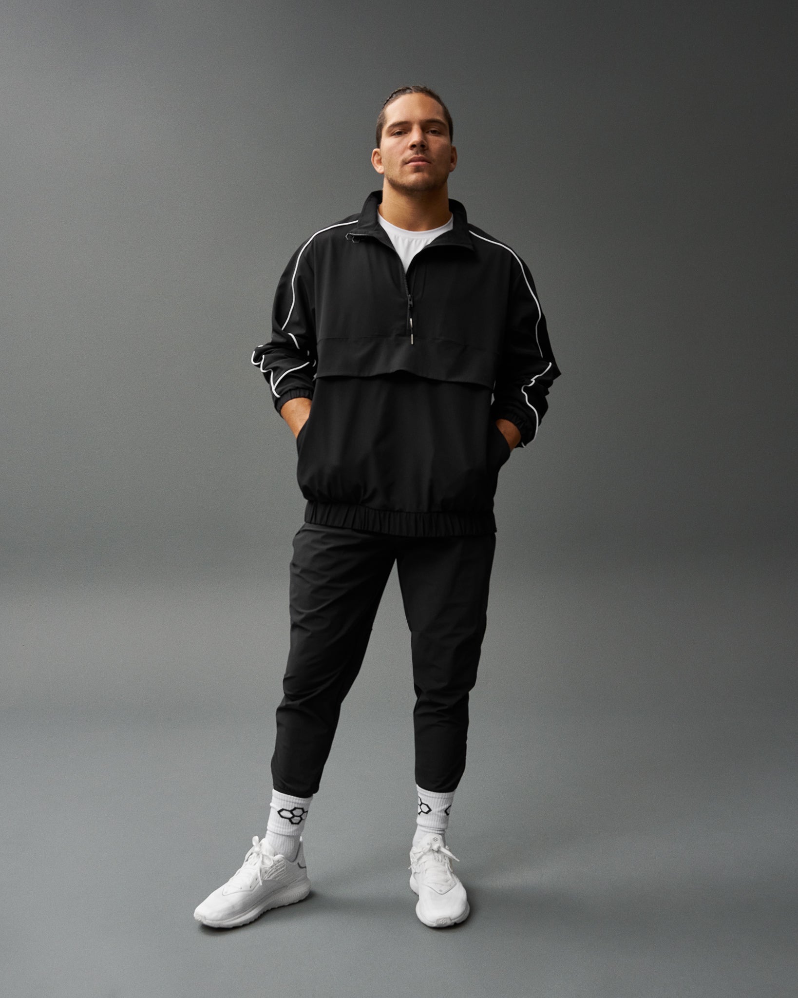 RUDIS RUDIS 1/4 Zip Windbreaker - Black - Weathering the Storm, Wrestling Strong