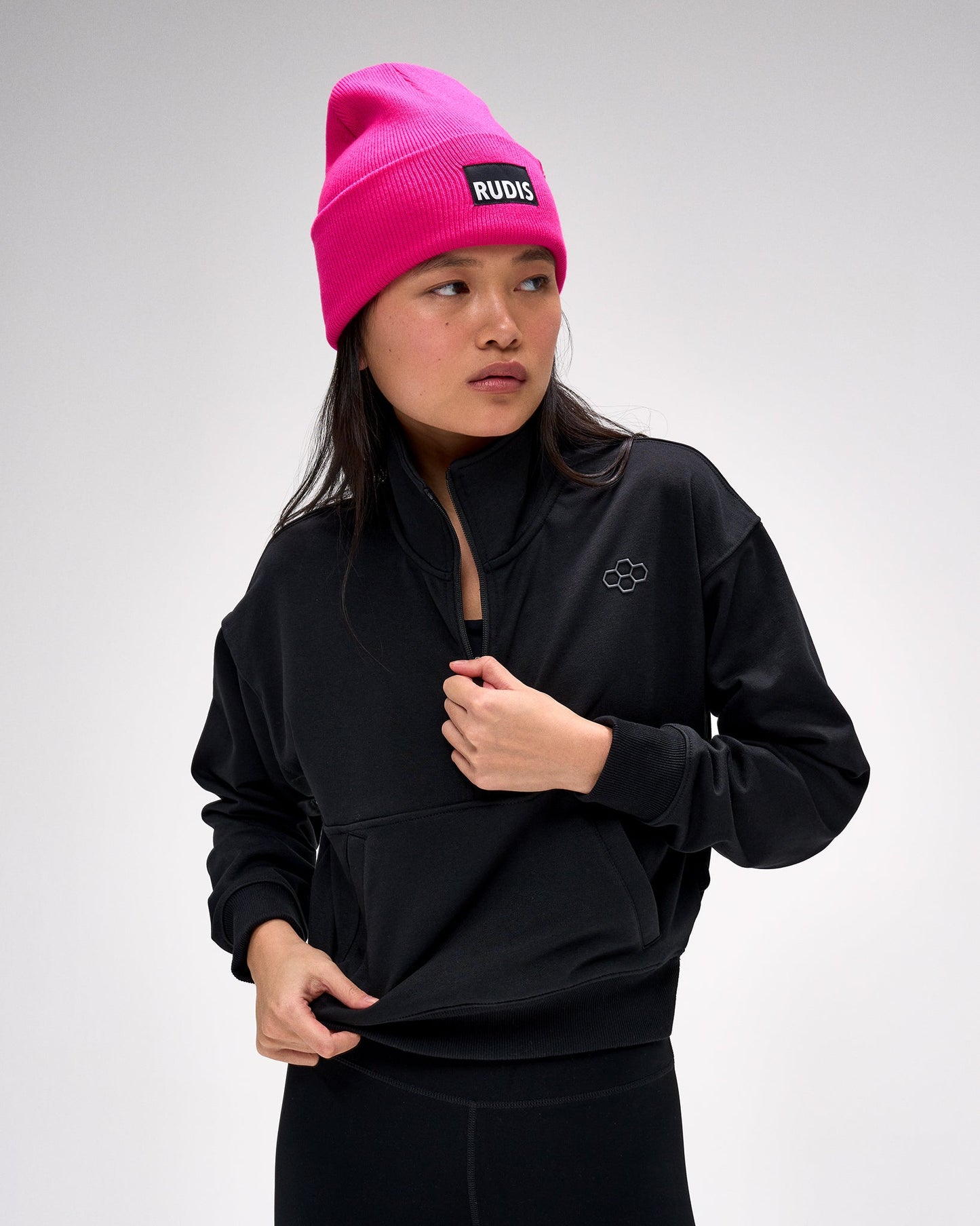 RUDIS Women's Luxe Terry 1/4 Zip - Black